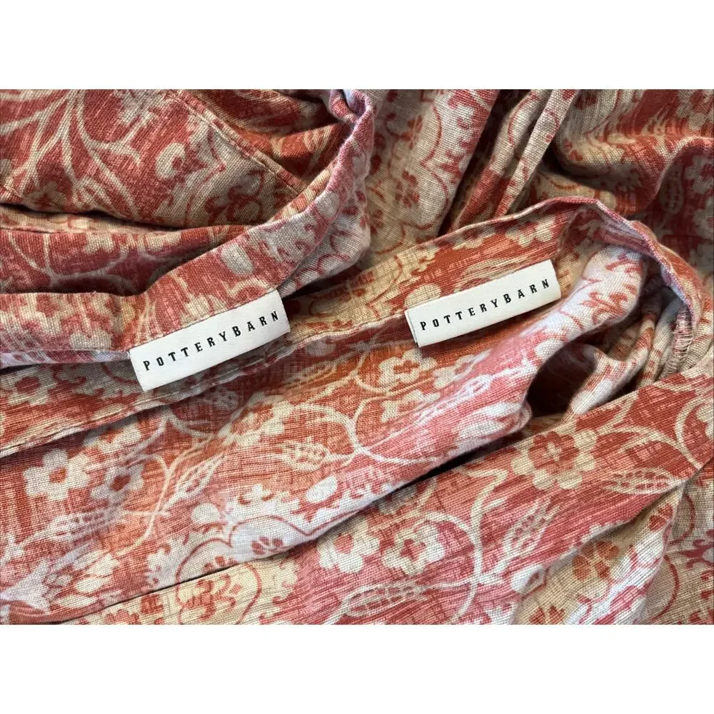 Pottery Barn Maya 100% Organic Cotton 92X 101 Queen/King Duvet Button Pillowcase